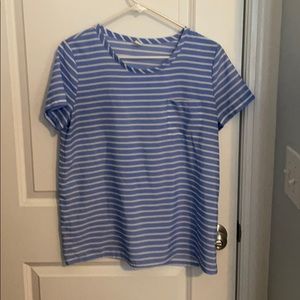 Blue and white striped blouse